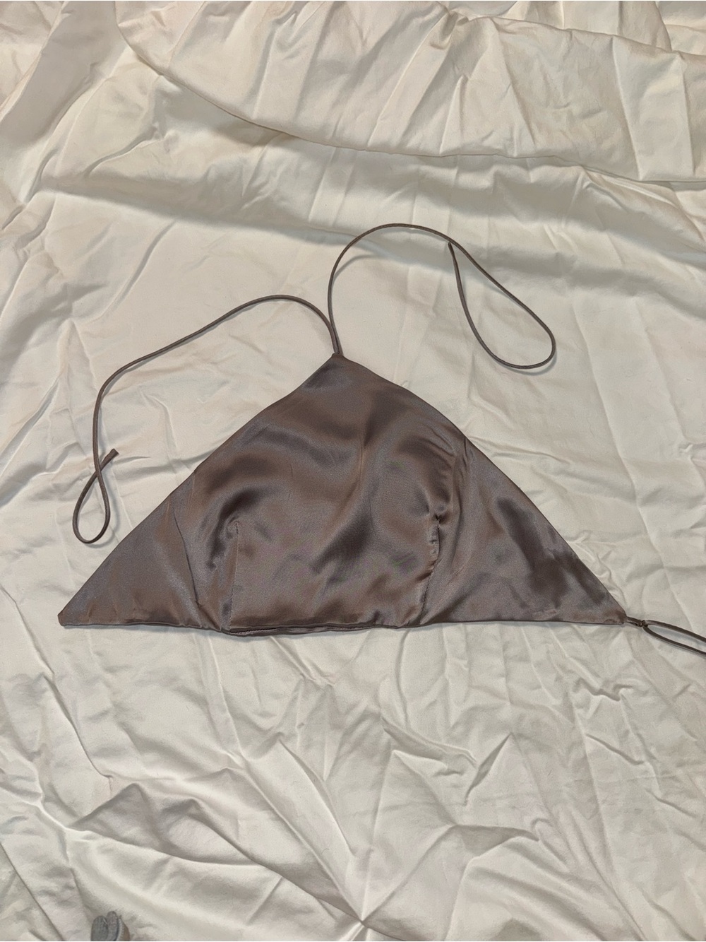 Amanda Uprichard backless Silk Halter Top Size S silvery Grey